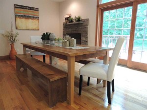 Traditional Dining Room by Goshen Home Stagers Claudia Jacobs Designs LLC This set is for Sale Details of Tables & Benches: After The Barn made from 143-year-old Hemlock Barn wood from Pennsylvania. 40″ x 96″Hemlock table $2400. Bench $450. Set includes 2 benches $3000
