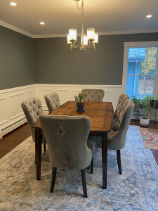 Suzy from Monroe shares a photo of her dining room with new chairs and a soon to be painted table. Photo provided.